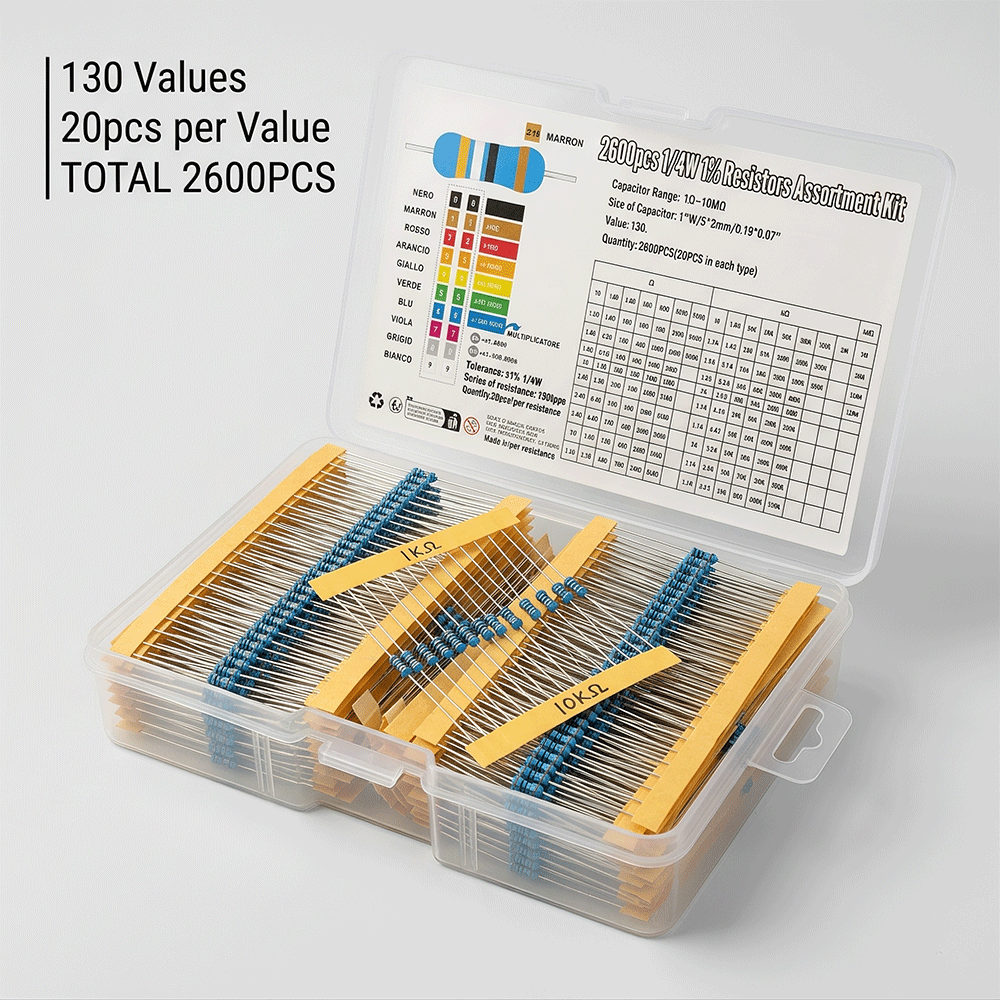 Resistor Kit 1 4W - 2600 Stück/Set 130 Werte 1/4W 0,25W