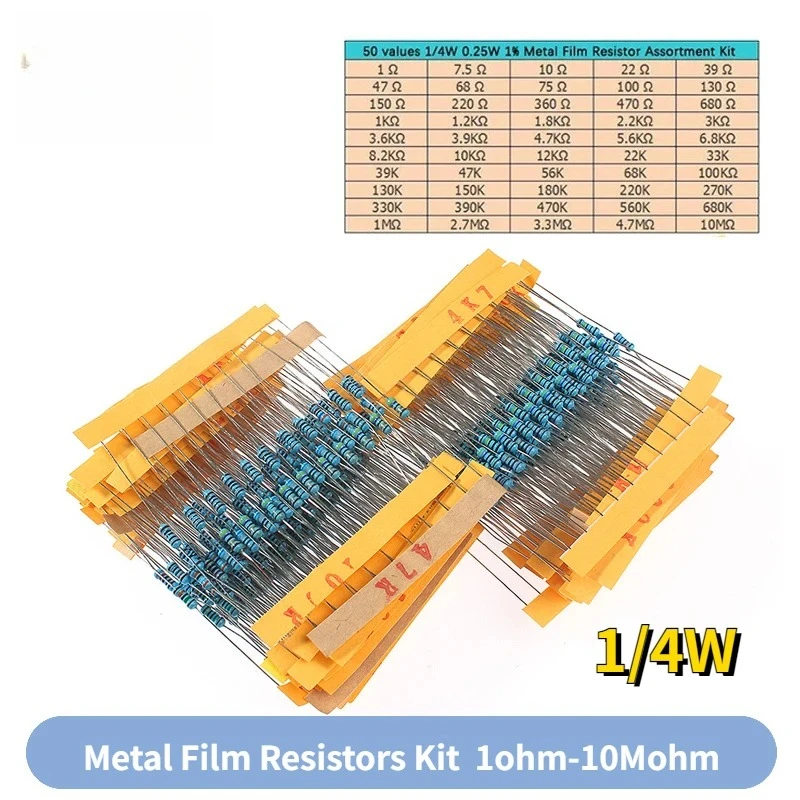 Resistor Kit 1 4W - 500PCS 1% 1/4W Metall Film Widerstand
