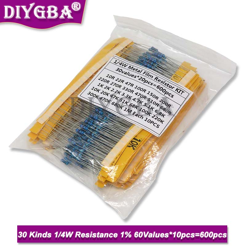 600 Teile/satz 30 Arten 1/4 W  – Resistor Kit 1 4W Bewertung und Preis