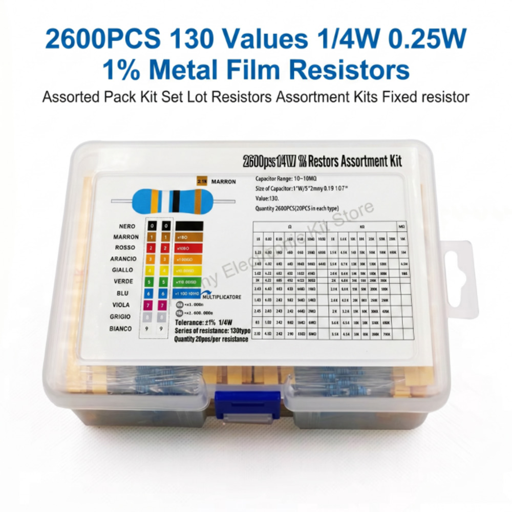 2600 Stück/Set 130 Werte 1/4W  – Resistor Kit 1 4W Bewertung und Preis