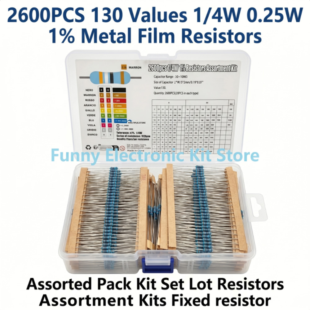 2600 Stück/Set 130 Werte 1/4W  – Resistor Kit 1 4W Bewertung und Preis