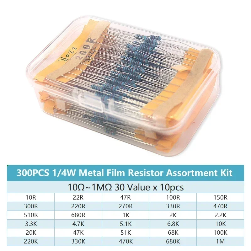 300/600PCS 30Werte 1/4W Metall – Resistor Kit 1 4W Bewertung und Preis