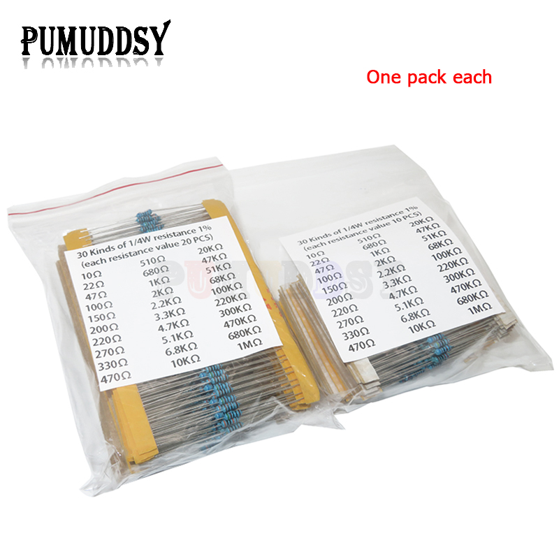 600 teile/satz 30 Arten 1/4 W  – Resistor Kit 1 4W Bewertung und Preis